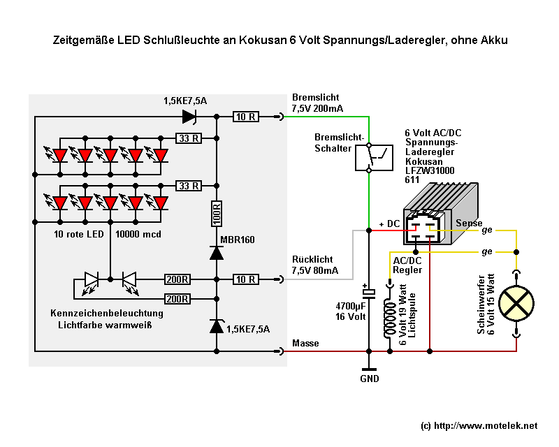 6 Volt LED Schlußlicht